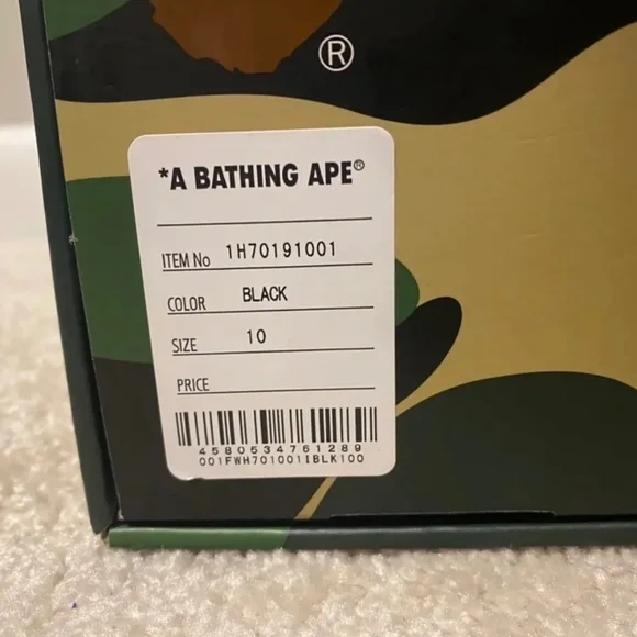 A Bathing Ape Black/White Patent Leather BapeSta Low - Picture 3 of 3